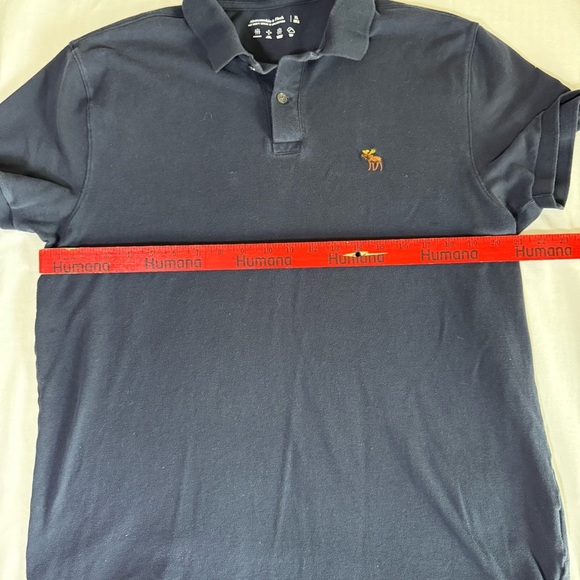 Abercrombie & Fitch Navy Polo Shirt XL Stretch Moose Logo Short Sleeve Casual - Picture 4 of 6